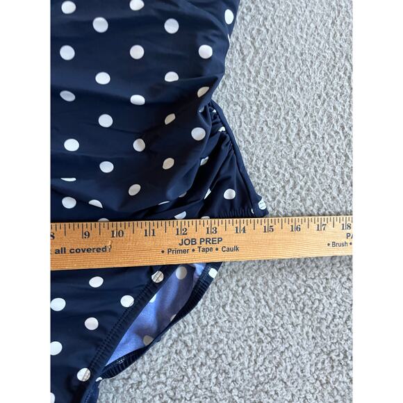 Lands End One Piece Swimsuit 8 Medium Polka Dot Twist Crossback Blue Classic - Picture 11 of 14
